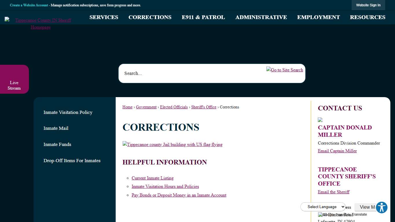 Corrections | Tippecanoe County, IN